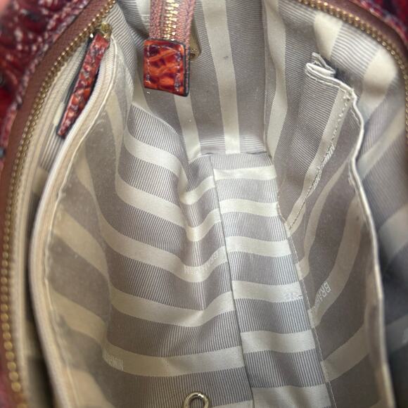 Brahmin Purse Melbourne Crossbody Pecan Cream Small Croc Embossed Leather Bag - Picture 9 of 16